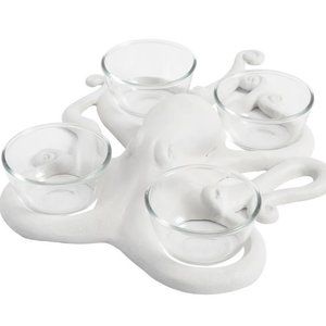 NEW POTTERY BARN OCTOPUS CONDIMENT SERVER SET DISPLAY